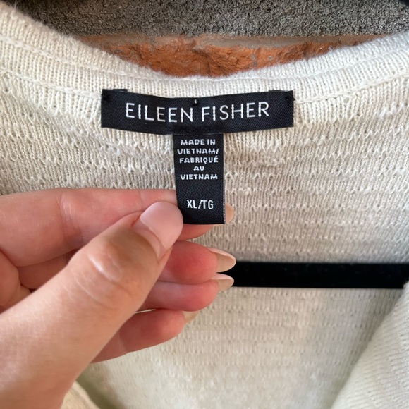 Eileen Fisher Linen Cotton Blend Hooded Cardigan Sweater Size XL - Picture 5 of 7